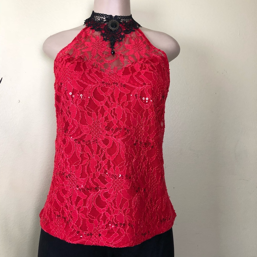 Red Lace Top